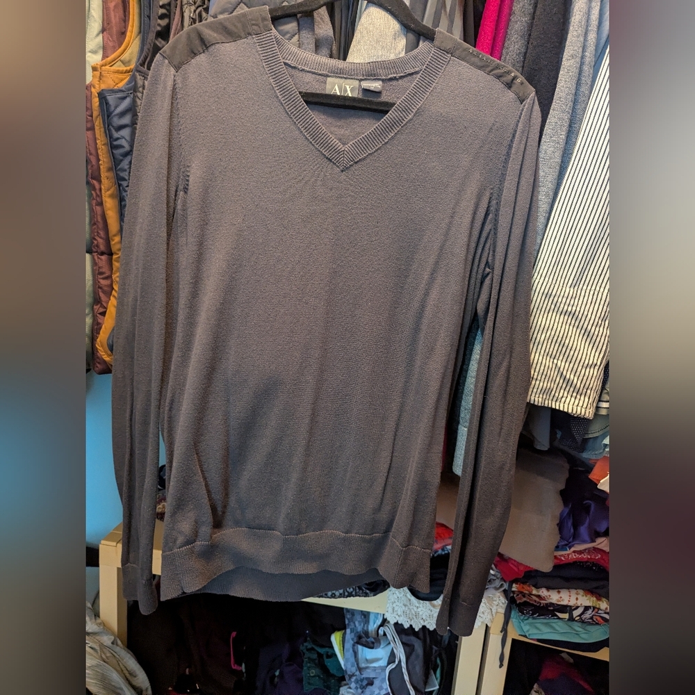 AX Men's Gray Sweater 100% Cotton